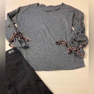 Anthropologie/Maude Vivante sweater with leopard ties on sleeves size S NWOT